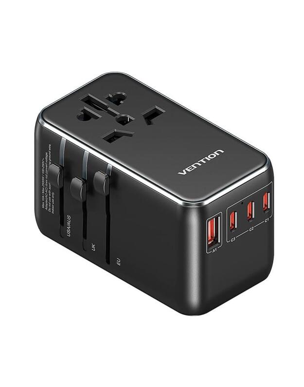 POWER ADAPTER TRAVEL 4PORT/BLACK FJGB0 VENTION