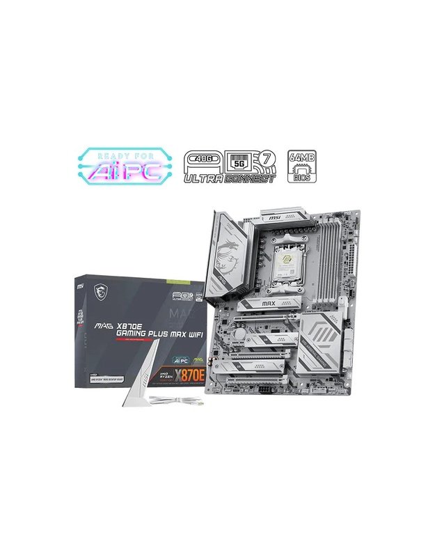 Mainboard|MSI|AMD X870E|Socket AM5|ATX|RAM DDR5-SDRAM|4xSlots|Wi-Fi Yes|Bluetooth Yes|3xNumber of M.2 (M) slots|X870EGAMINPLUSMAXWIFI