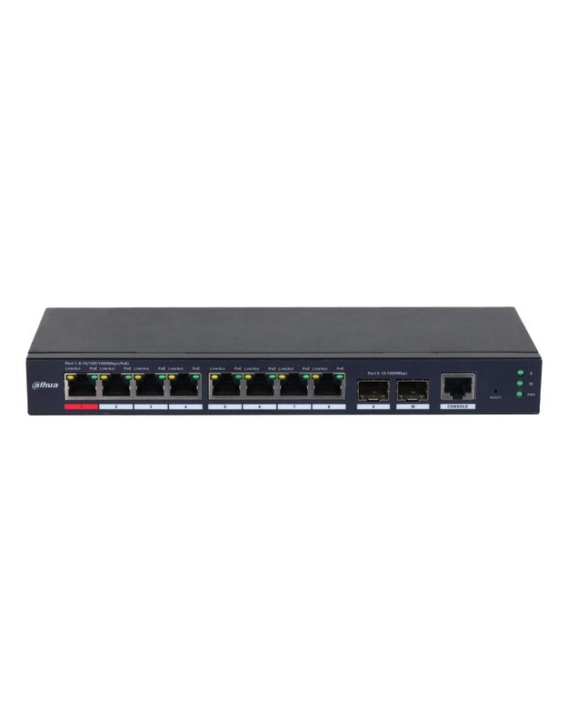 Switch|DAHUA|S4210-8GT-110|Switch type Managed|Switch layer L2|Form factor Desktop/Wall-Mounting|8xRJ-45 ports|RJ-45 Ports Type Gigabit Ethernet (10/100/1000)|2xFiber uplink ports quantity|Power over Ethernet (PoE) Yes|8xPower over Ethernet (PoE) ports qu