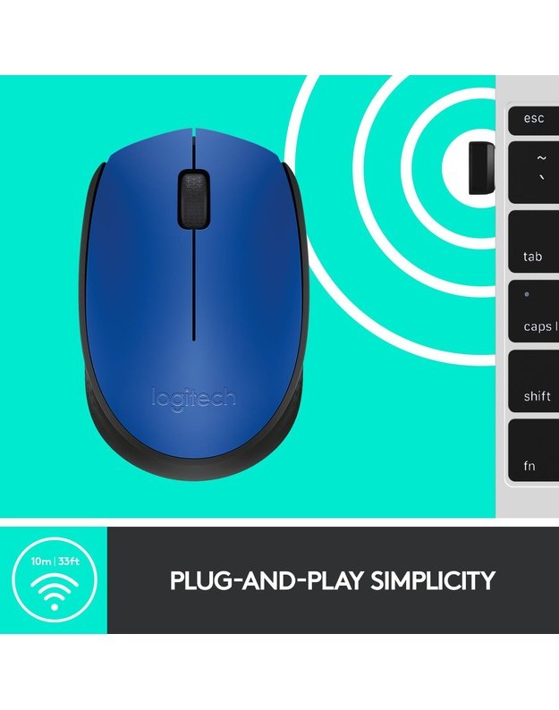 MOUSE USB OPTICAL WRL M171/BLUE 910-004640 LOGITECH