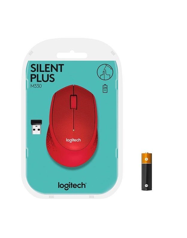 MOUSE USB OPTICAL WRL M330/SILENT RED 910-004911 LOGITECH