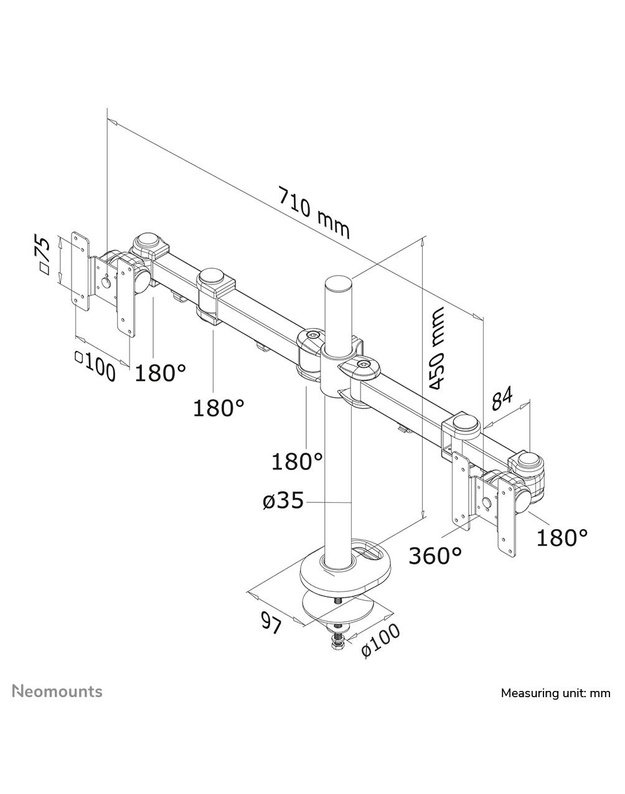 Monitoriaus stalinis laikiklis Neomounts 10–27", juodas (FPMA-D960DG)