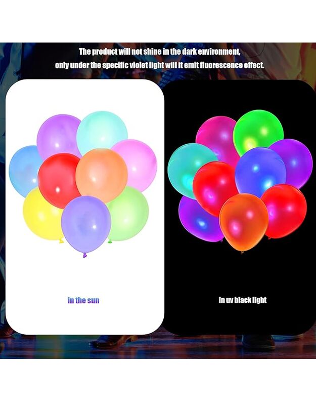 Glow Neon Colors balionų rinkinys (100 vnt) 3