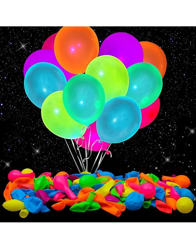 Glow Neon Colors balionų rinkinys (100 vnt) 8