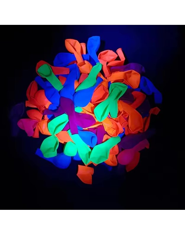 Glow Neon Colors balionų rinkinys (100 vnt) 1