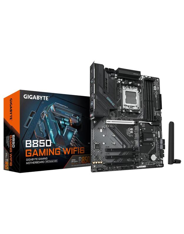 Mainboard|GIGABYTE|AMD B850|SAM5|ATX|Memory DDR5|Memory slots 4|4xPCI-Express 16x|3xM.2|1xHDMI|1xDisplayPort|1xAudio-In|1xAudio-Out|1xMicrophone|4xUSB 2.0|4xUSB 3.2|1xUSB-C|1xPS/2|1xRJ45|B850GAMINGWF6