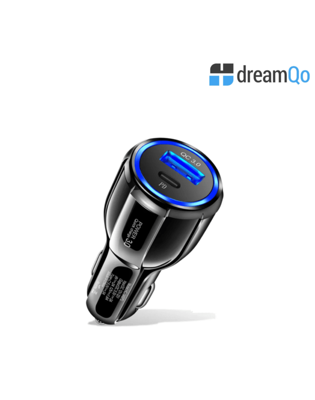 DreamQo TE-P32 48W PD Dual QC 3.0 18W+PD 30W automobilinis kroviklis, juodas