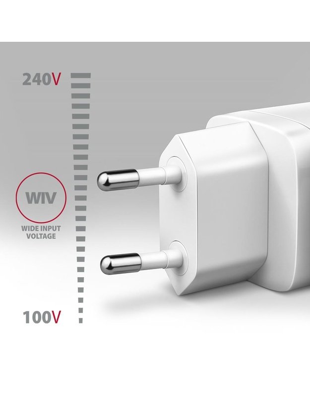 Sieninis USB įkroviklis AXAGON 20W, 2 prievadai, baltas (ACU-PQ20W)
