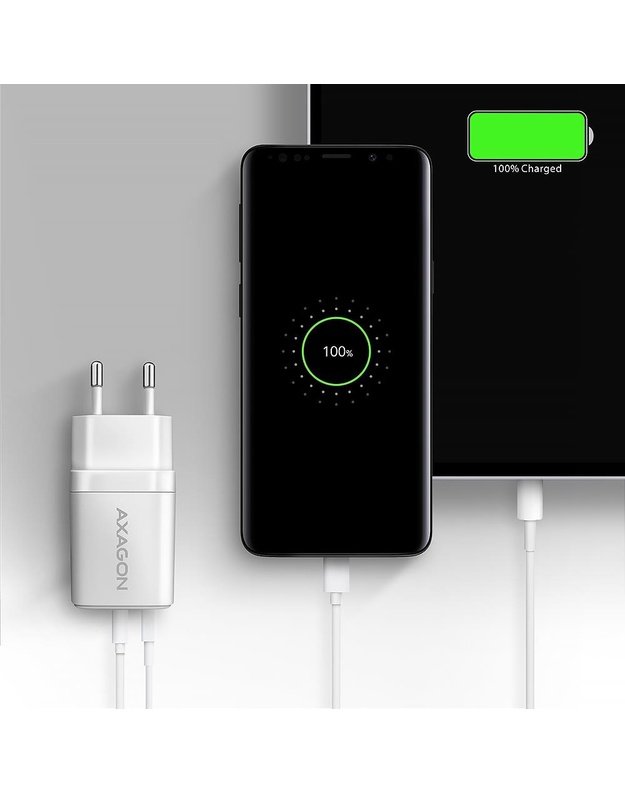 Sieninis USB įkroviklis AXAGON 20W, 2 prievadai, baltas (ACU-PQ20W)