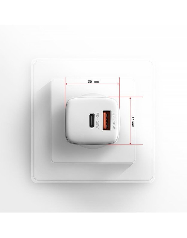 Sieninis USB įkroviklis AXAGON 20W, 2 prievadai, baltas (ACU-PQ20W)