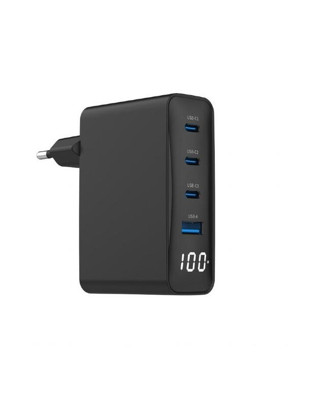 CHARGER USB 100W 4PORT GAN/TA-UC-PDQC100LCD-01-BK GEMBIRD