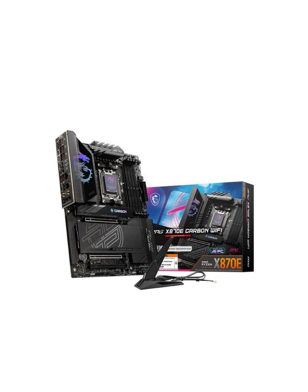 Mainboard|MSI|AMD X870E|SAM5|ATX|Memory DDR5|Memory slots 4|3xPCI-Express 16x|1xPCI-Express 4.0 4x	|1xPCI-Express 5.0 4x|1xPCI-Express 5.0 16x|4xM.2|4xUSB 2.0|4xUSB 3.2|3xUSB-C|1xOptical S/PDIF|2xRJ45|2xAudio port|MPGX870ECARBONWIFI
