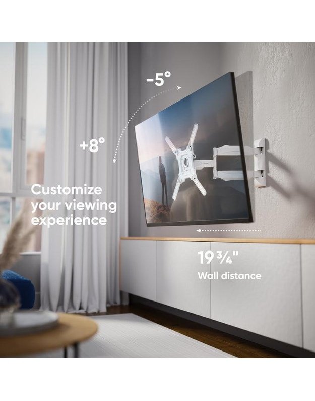 Sieninis televizoriaus laikiklis Onkron 32–65", baltas (M4-W)
