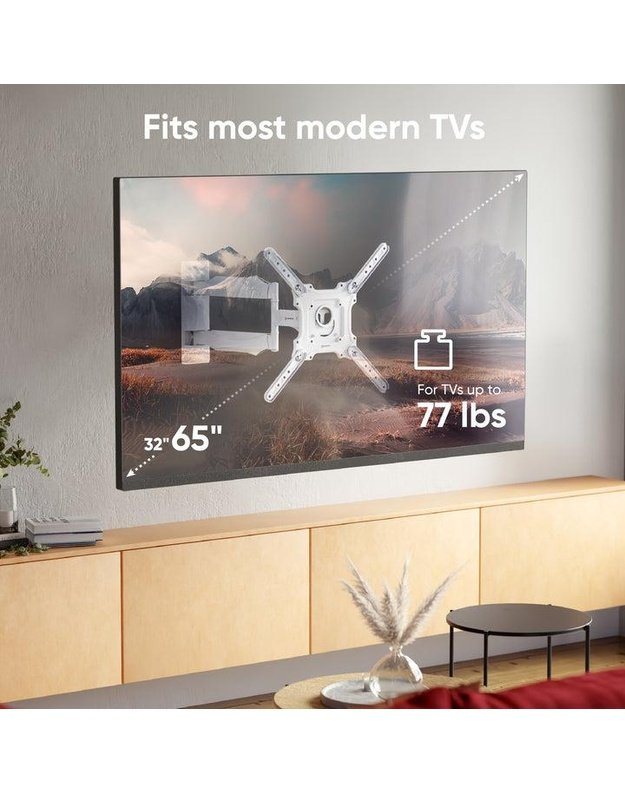 Sieninis televizoriaus laikiklis Onkron 32–65", baltas (M4-W)