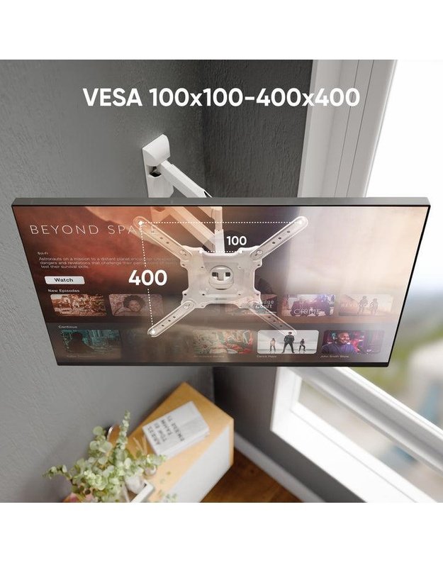 Sieninis televizoriaus laikiklis Onkron 32–65", baltas (M4-W)