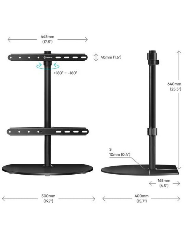 Stalinis televizoriaus stovas Onkron 32–65", juodas (PT2-B)
