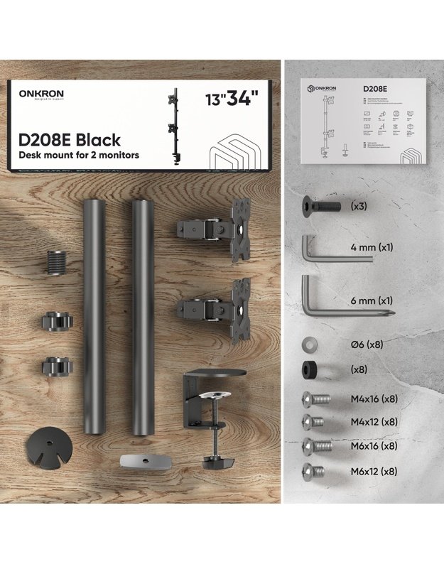 MONITOR ACC WALL MOUNT/13-34  BLACK D208E-B ONKRON