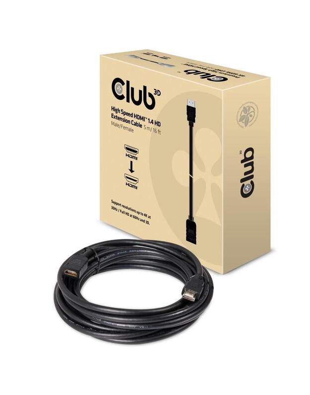 CABLE HDMI TO HDMI 5M/M/F CAC-1320 CLUB3D