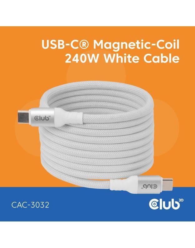 CABLE USB-C TO USB-C 2M/MAGNETIC WHITE CAC-3032 CLUB3D