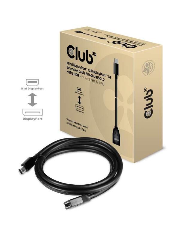 CABLE MINI DP TO DP 1M/M/F CAC-1121 CLUB3D