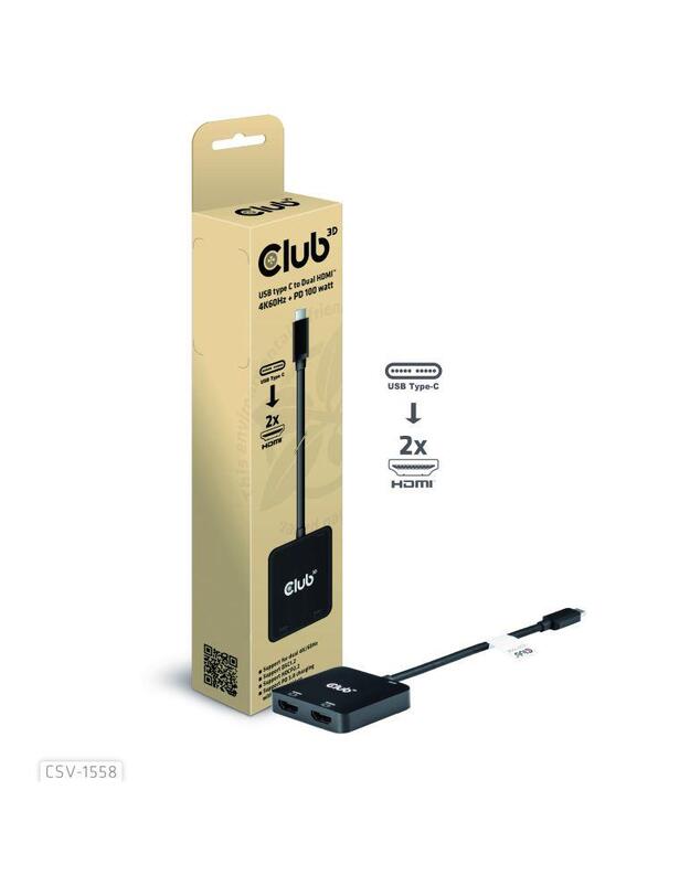 I/O HUB USB-C TO HDMI 2PORT/MST CSV-1558 CLUB3D