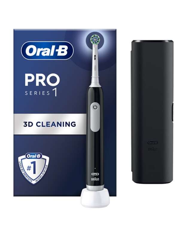 Oral-B Pro Series 1  D305.513.3X elektrinis dantų šepetėlis su dėklu + šepetėlio galvutė, juoda 