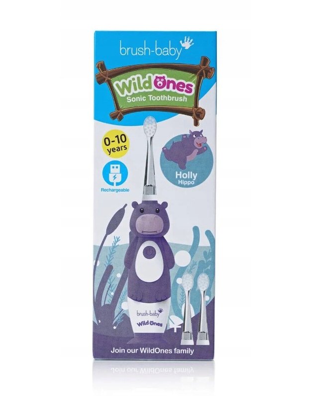 Elektrinis dantų šepetukas Brush baby WILDONES HIPPO 2