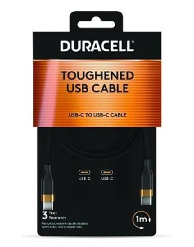 Kabelis Duracell USB-C – USB-C, 1 m (DRU5010A)