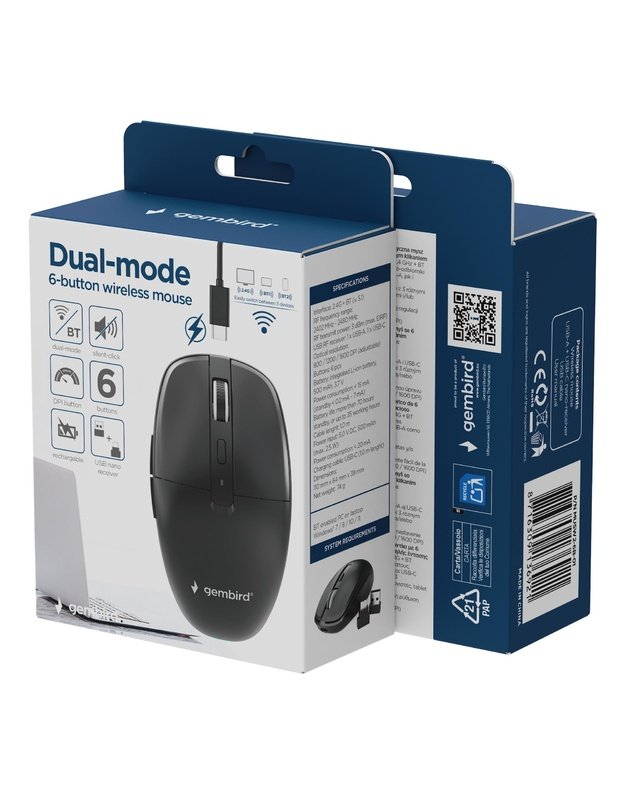 MOUSE USB OPTICAL WRL/MUSW2-6B-01 GEMBIRD