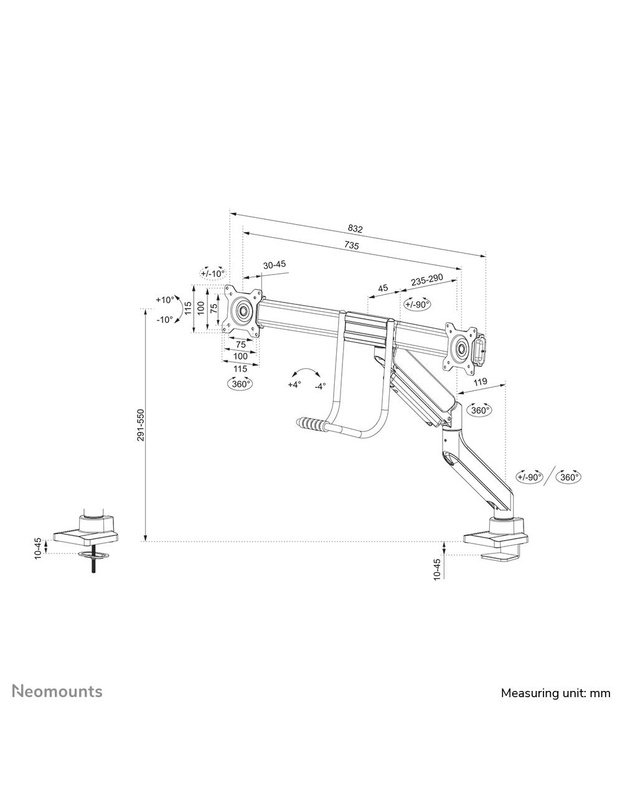 Monitoriaus stalinis laikiklis Neomounts 17–32", juodas (DS75-450BL2)