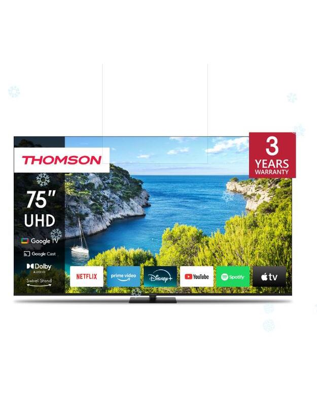 TV Set|THOMSON|75 |4K/Smart|3840x2160|Wireless LAN|Bluetooth|Google TV|Black|75UG5C14
