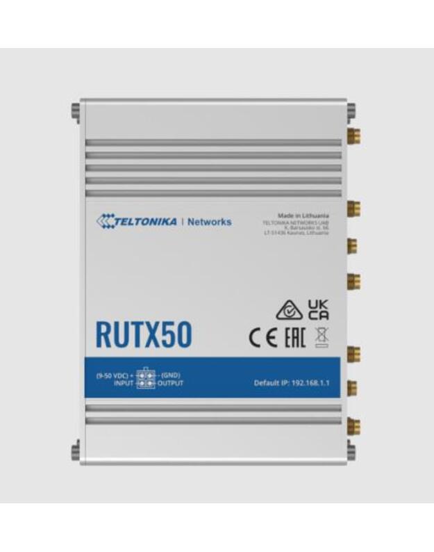 Wireless Router|TELTONIKA|IEEE 802.3|IEEE 802.3az|IEEE 802.3u|USB 2.0|RUTX50