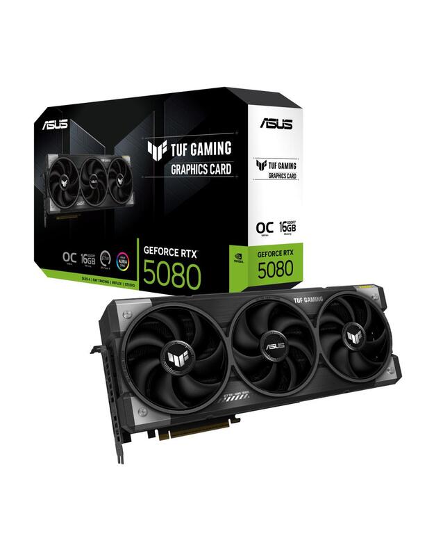 Graphics Card|ASUS|NVIDIA GeForce RTX 5080|16 GB|GDDR7|256 bit|PCIE 5.0 16x|Triple slot Fansink|2xHDMI|3xDisplayPort|TUF-RTX5080-O16G-GAMING
