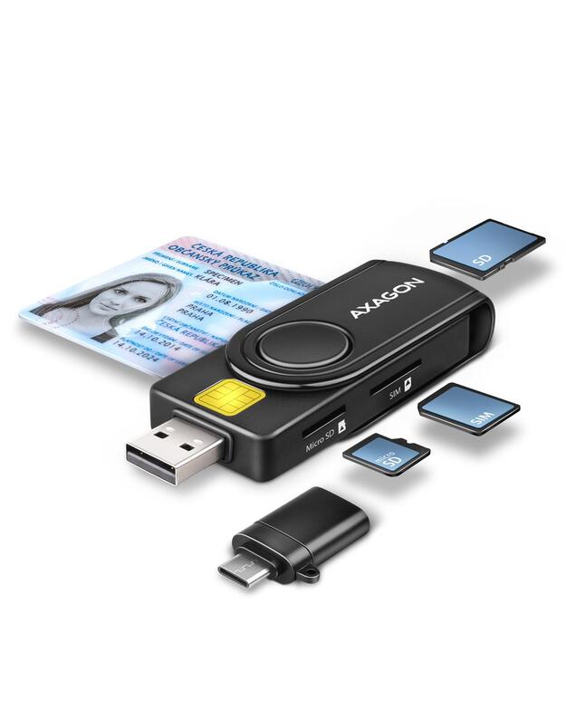 CARD READER USB-C+USB2.0 4SLOT/SMARTCARD CRE-SMP2A AXAGON