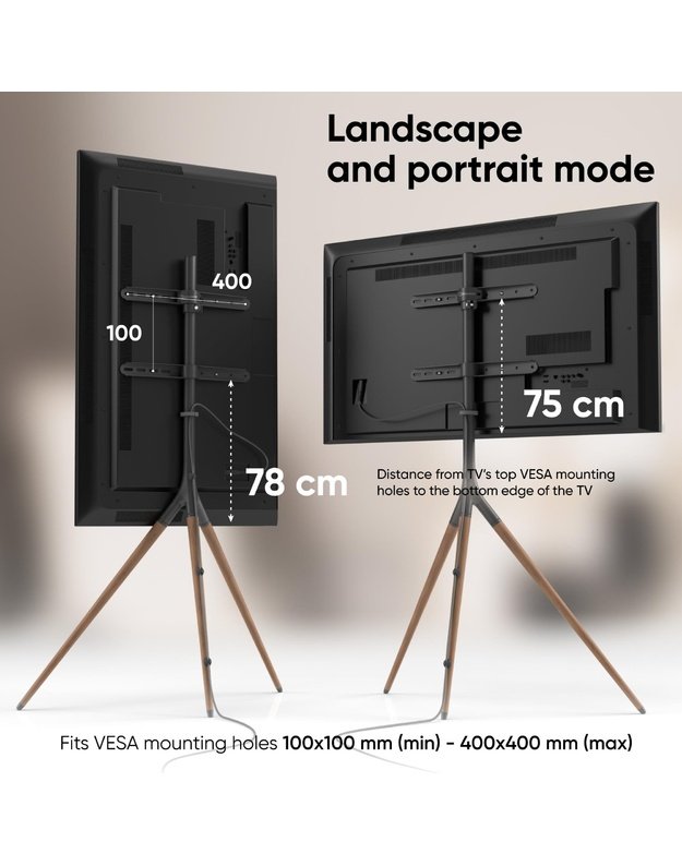 Grindinis televizoriaus stovas Onkron 32–65", juodas (TS1220-B)