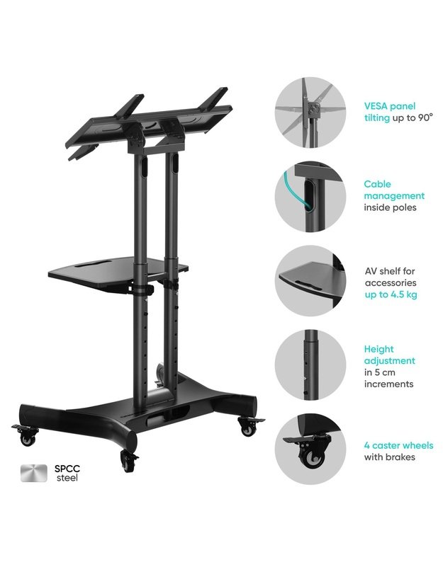 Mobilus televizoriaus stovas Onkron 32–70", juodas (TS1350-B)