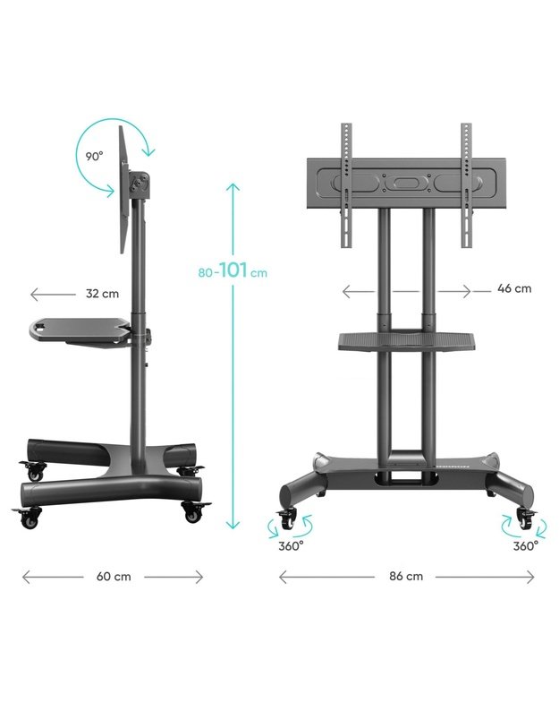 Mobilus televizoriaus stovas Onkron 32–70", juodas (TS1350-B)