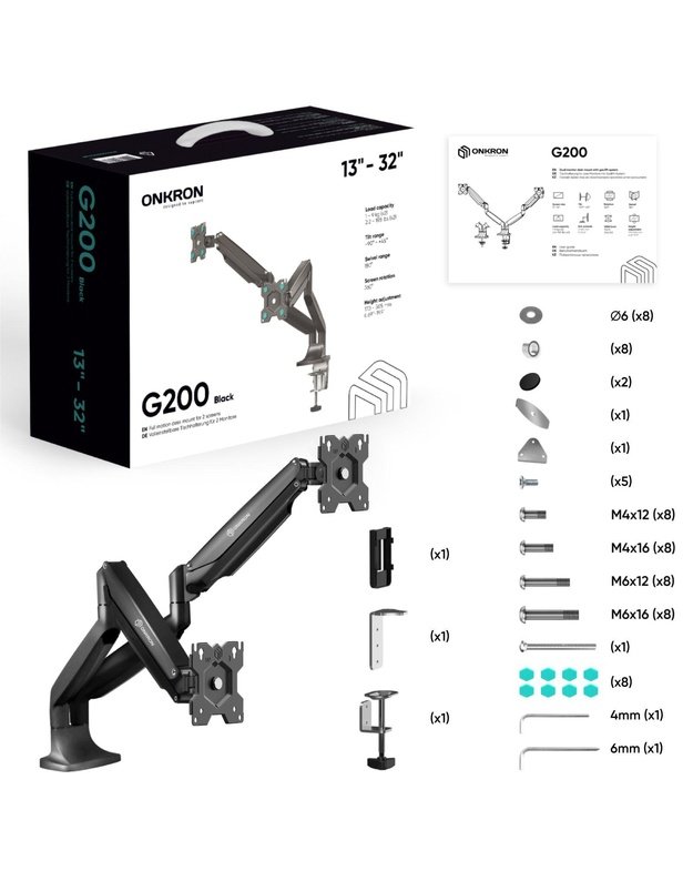 MONITOR ACC WALL MOUNT/13-32  BLACK G200-B ONKRON