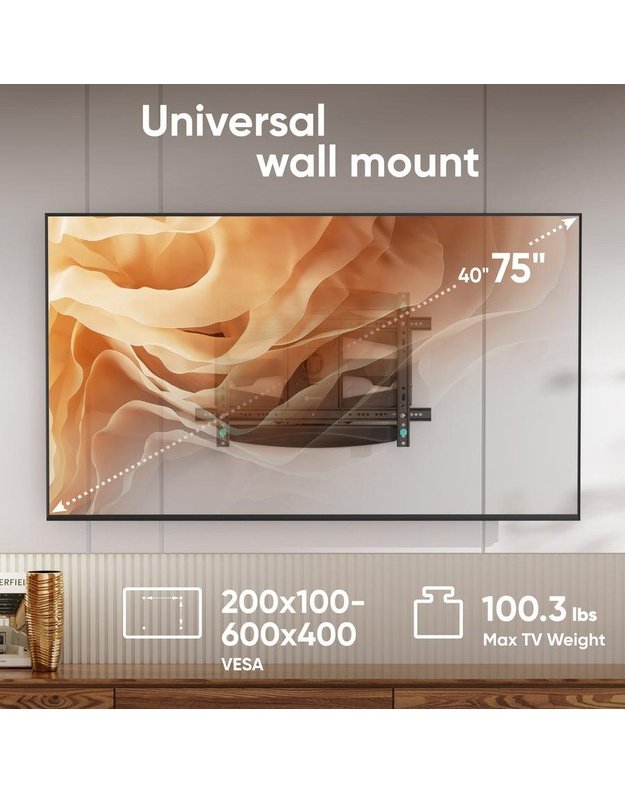 Sieninis TV laikiklis Onkron 40–75", juodas (M6L-B)