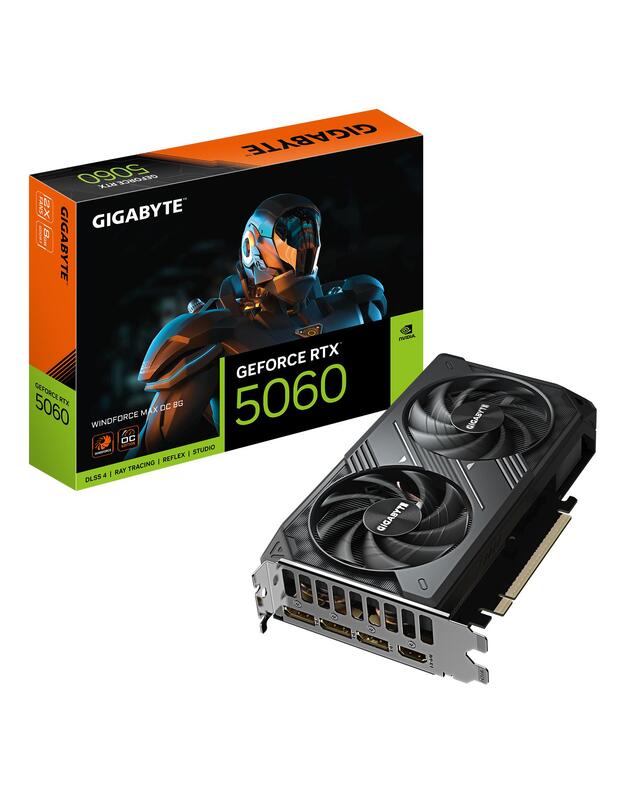Graphics Card|GIGABYTE|NVIDIA|GeForce RTX 5060|2512 MHz|8 GB|GDDR7|128 bit|PCI Express 5.0|Active|GV-N5060WF2MAXOC-8GD