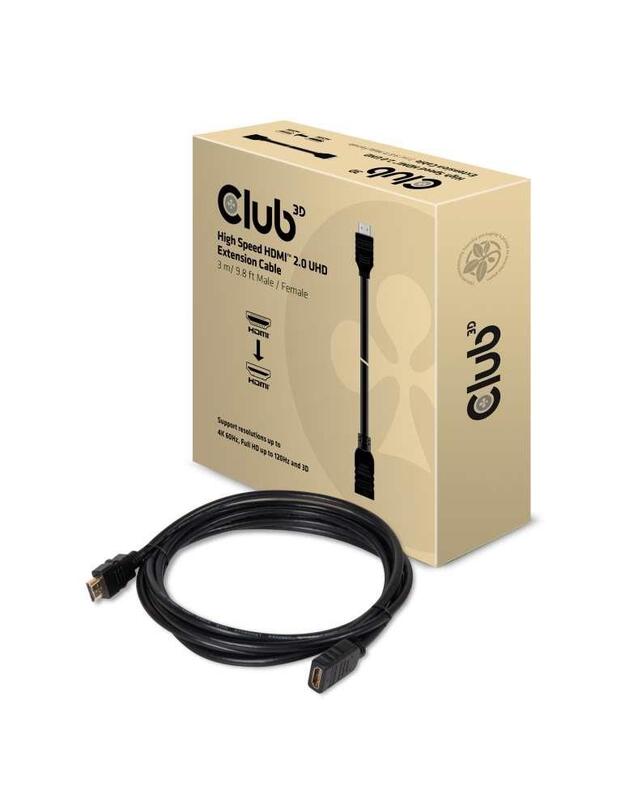CABLE HDMI TO HDMI 3M/M/F CAC-1321 CLUB3D