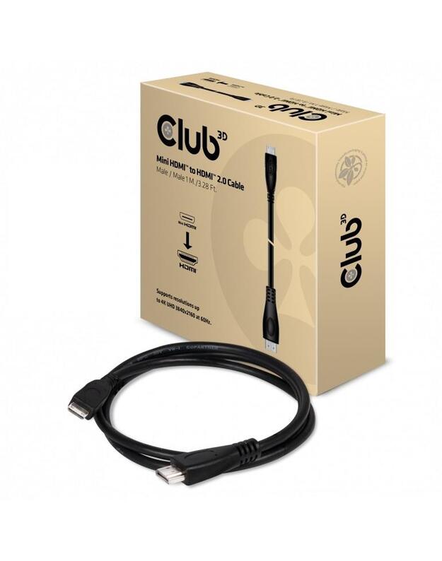CABLE MINI HDMI TO HDMI 1M/M/M CAC-1350 CLUB3D