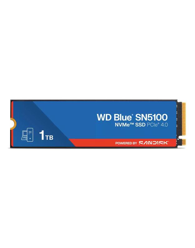 SSD|SANDISK|600xTBW rating|MTBF 1750000 h|Read speed 7100 MB/s|Write speed 6700 MB/s|NVMe Yes|PCI Express 4.0|M.2|1000 GB|POWERED BY SANDISK|Blue SN5100|WDS100T5B0E-00CPE0