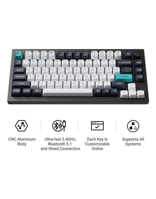 Belaidė klaviatūra Keychron Q1 Max RGB, juoda (Q1M-M4)