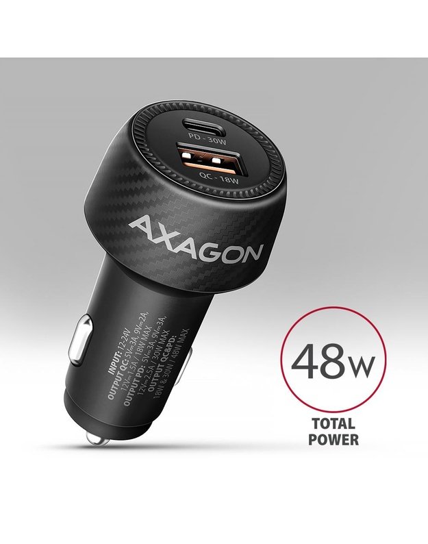 Automobilinis įkroviklis AXAGON PWC-PQ48, 48 W, 2 USB prievadai