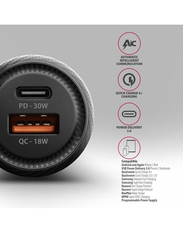 Automobilinis įkroviklis AXAGON PWC-PQ48, 48 W, 2 USB prievadai