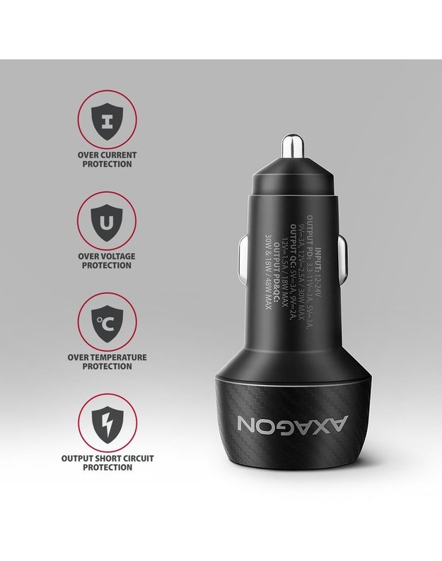 Automobilinis įkroviklis AXAGON PWC-PQ48, 48 W, 2 USB prievadai