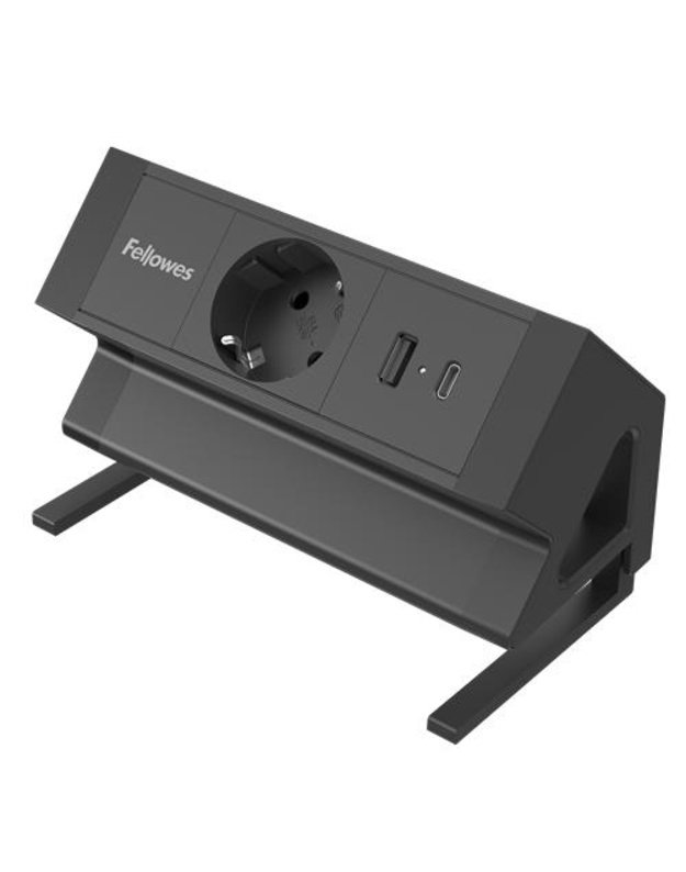 POWER DESK TYPE F AMPRA/BLACK 100137172 FELLOWES