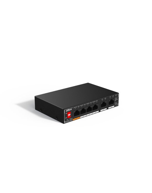 Switch|DAHUA|SG1006P|Switch type Unmanaged|6xRJ-45 ports|RJ-45 Ports Type Gigabit Ethernet (10/100/1000)|6xGigabit Ethernet (copper) ports quantity|Power over Ethernet (PoE) Yes|4xPower over Ethernet (PoE) ports quantity|Total Power over Ethernet (PoE) bu