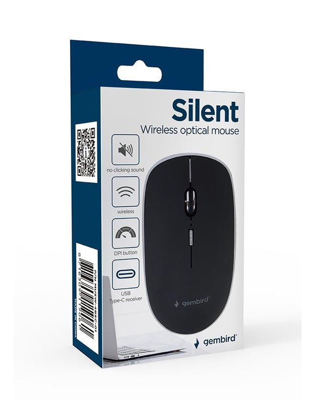 PELĖ USB-C OPTICAL WRL BLACK/SILENT MUSW-4BSC-01 GEMBIRD